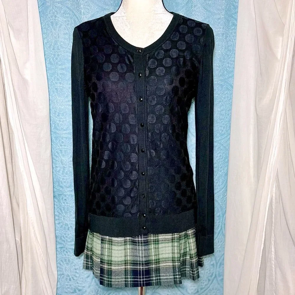 🌟 Banana Republic Mesh Polk a Dot Cardigan Sz M - Picture 1 of 5